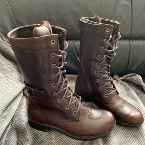 EXUSTAR motorcycle biker boots. Exustar Chiki coffee Ladies size 38.